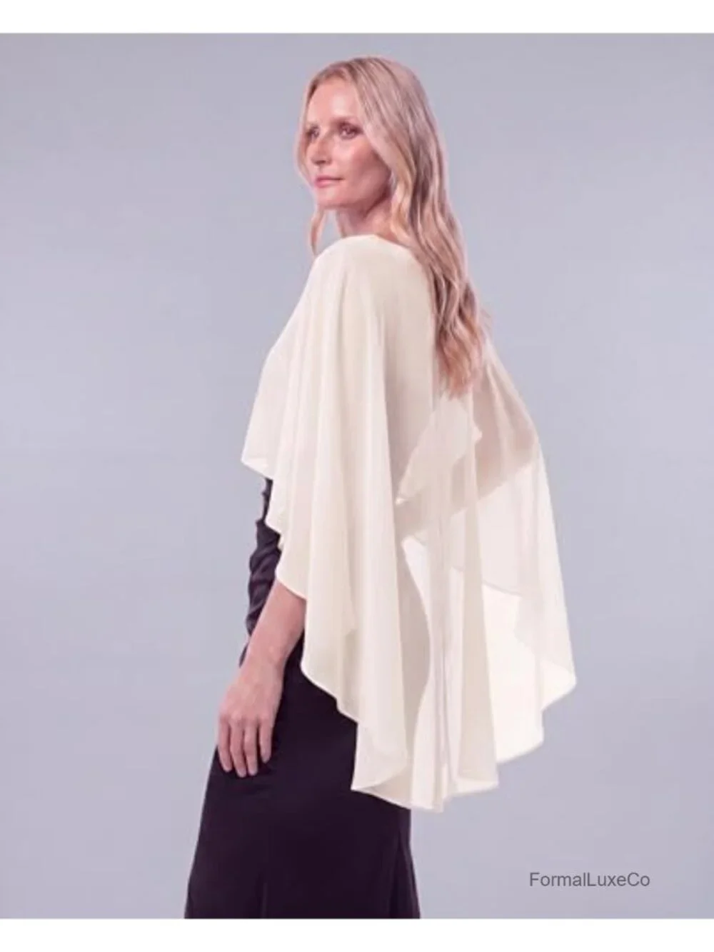 Chiffon Cape Shawl Wrap for Women Sheer Bridal Formal Evening Cover Up